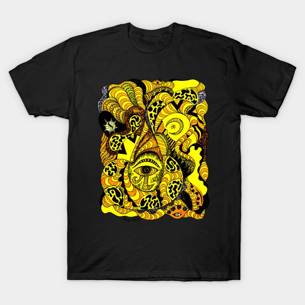 Golden Eye In Wave Of Thoughts Abstract T-Shirt by kenallouis